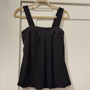 Express Silky Black Blouse with Sequins Trim Bubble Hem Size S